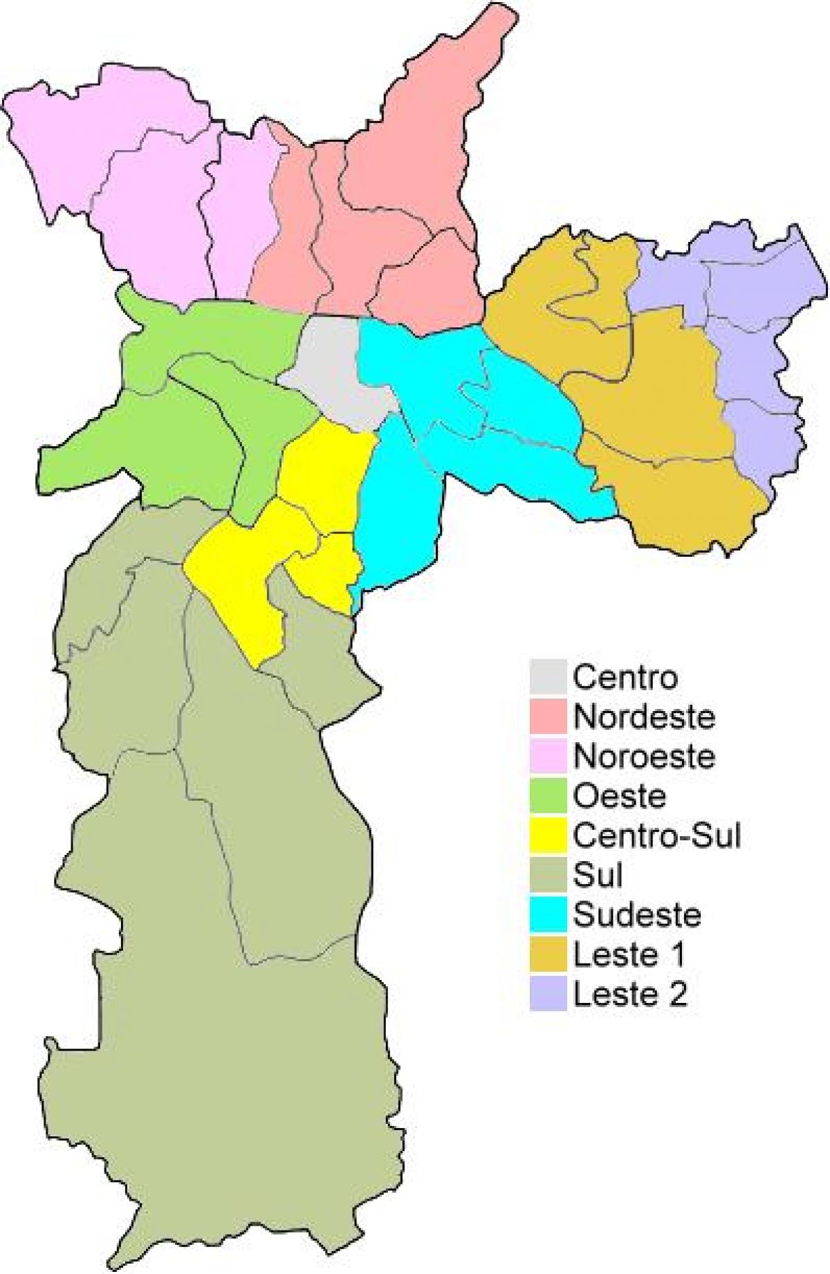 Kat jeyografik ki nan rejyon administratif nan São Paulo