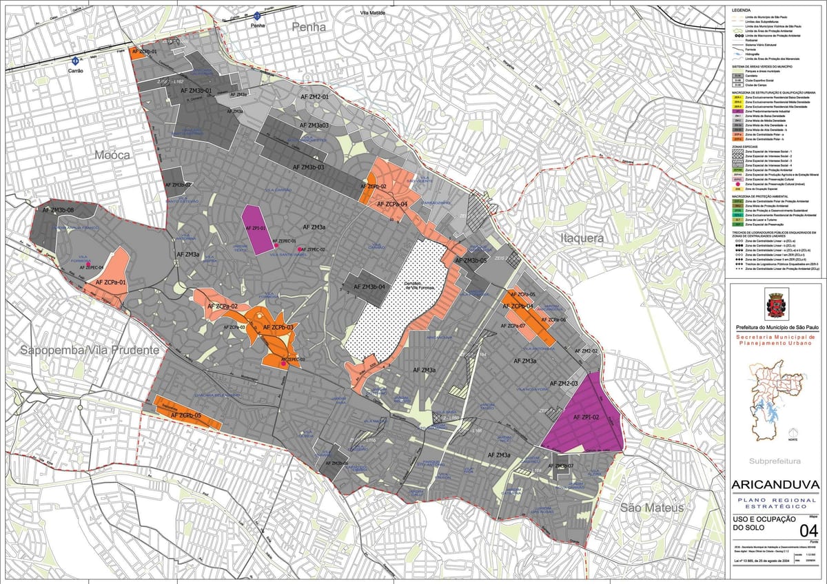Kat jeyografik nan Aricanduva-Vila Formoso São Paulo - Okipasyon a tè la