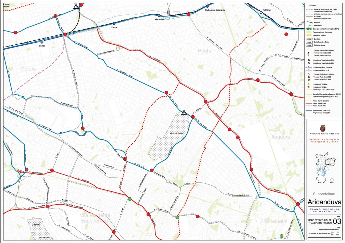 Kat jeyografik nan Aricanduva-Vila Formoso São Paulo - Piblik transpòte