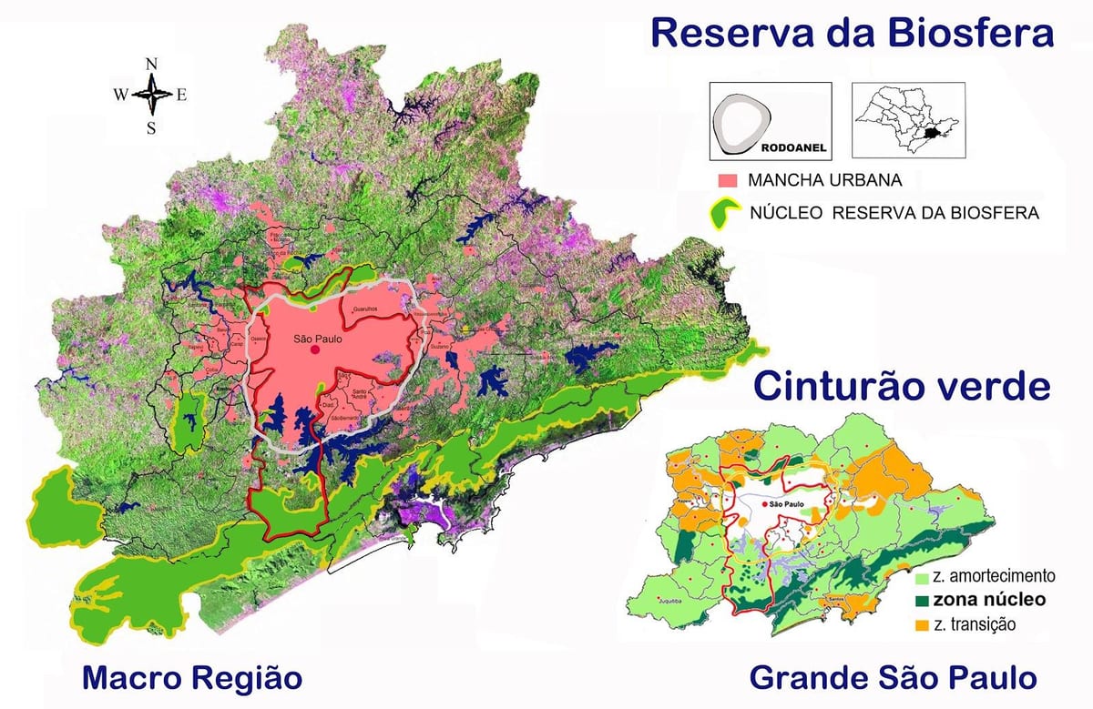 Kat jeyografik nan byosfèr rezèv nan senti vèt nan São Paulo