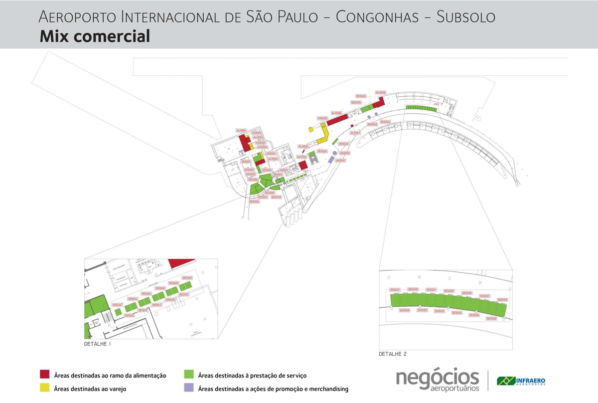Kat jeyografik nan Congonhas ayewopò - Etaj -1