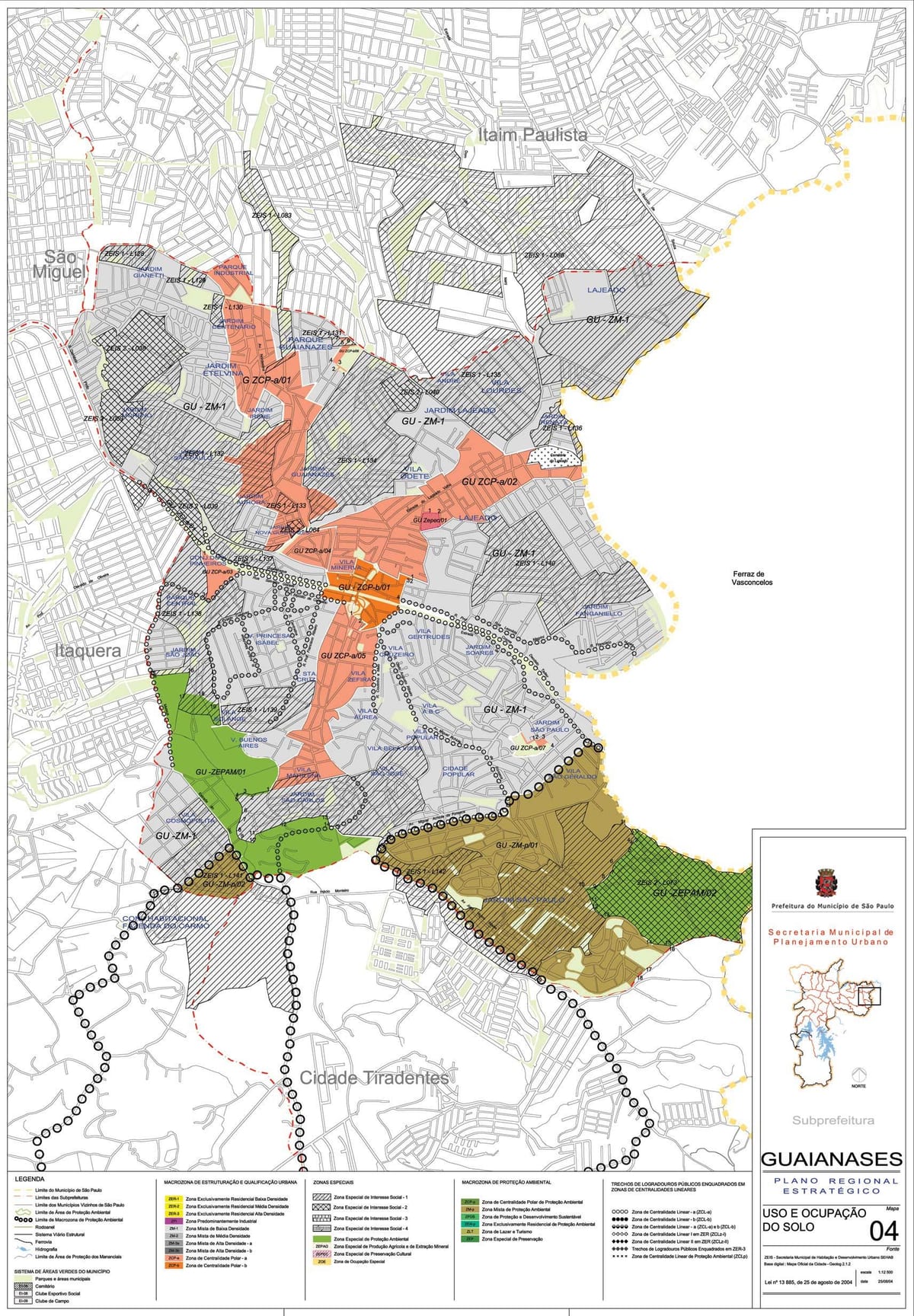 Kat jeyografik nan Guaianases São Paulo - Okipasyon a tè la