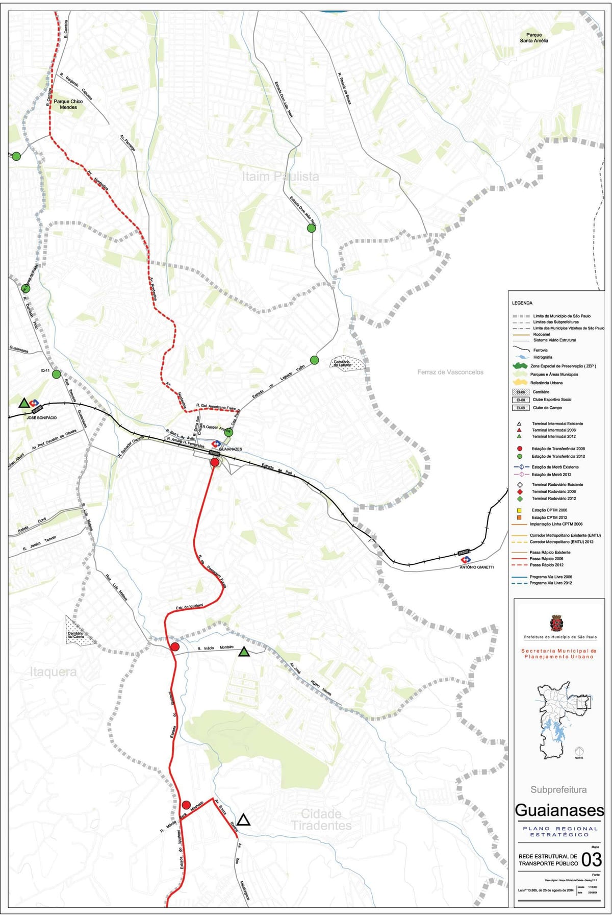 Kat jeyografik nan Guaianases São Paulo - Piblik transpòte
