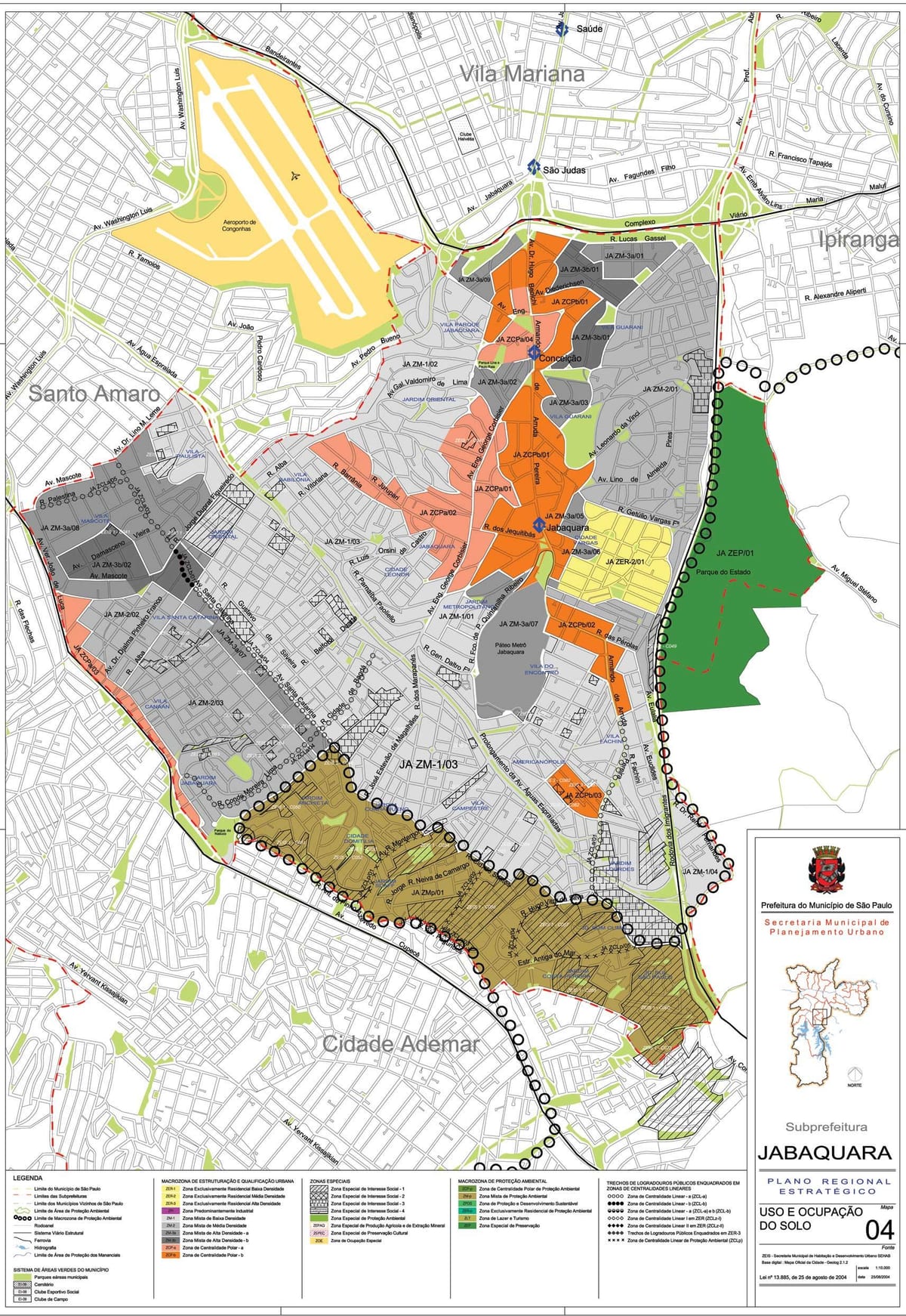 Kat jeyografik nan Jabaquara São Paulo - Okipasyon a tè la