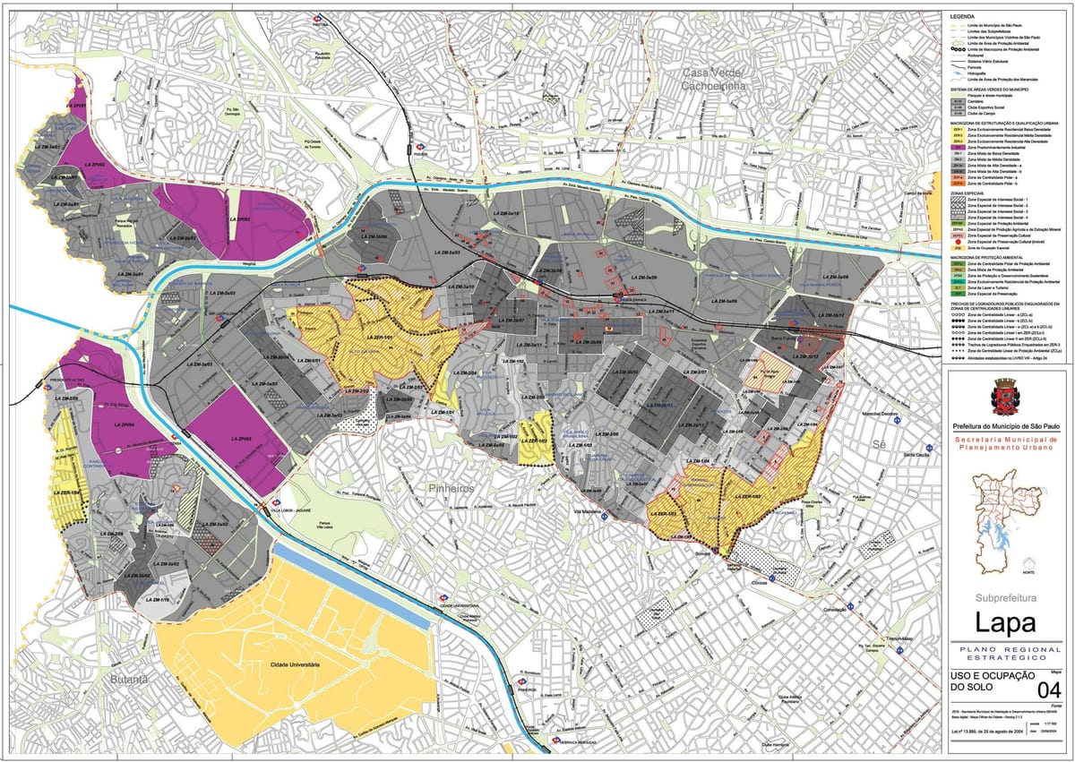Kat jeyografik nan Lapa São Paulo - Okipasyon a tè la