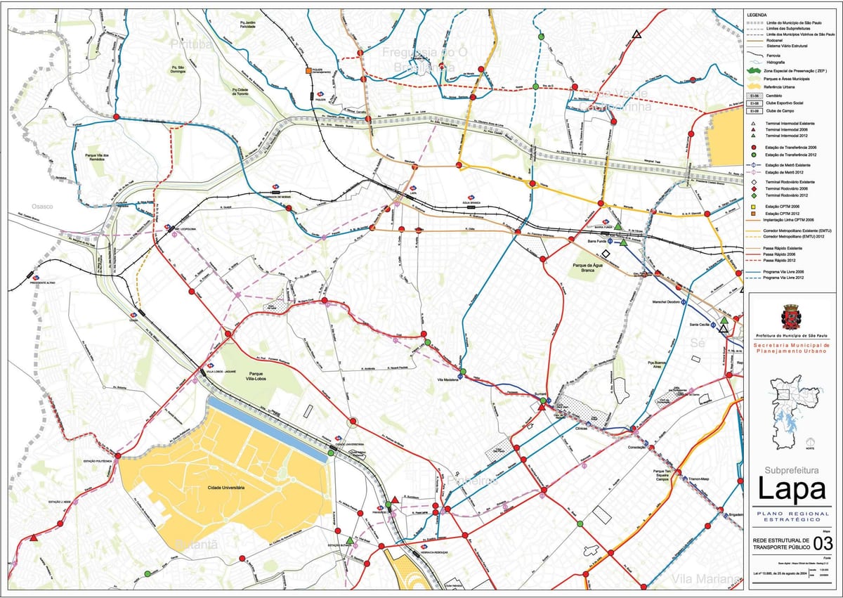 Kat jeyografik nan Lapa São Paulo - Piblik transpòte