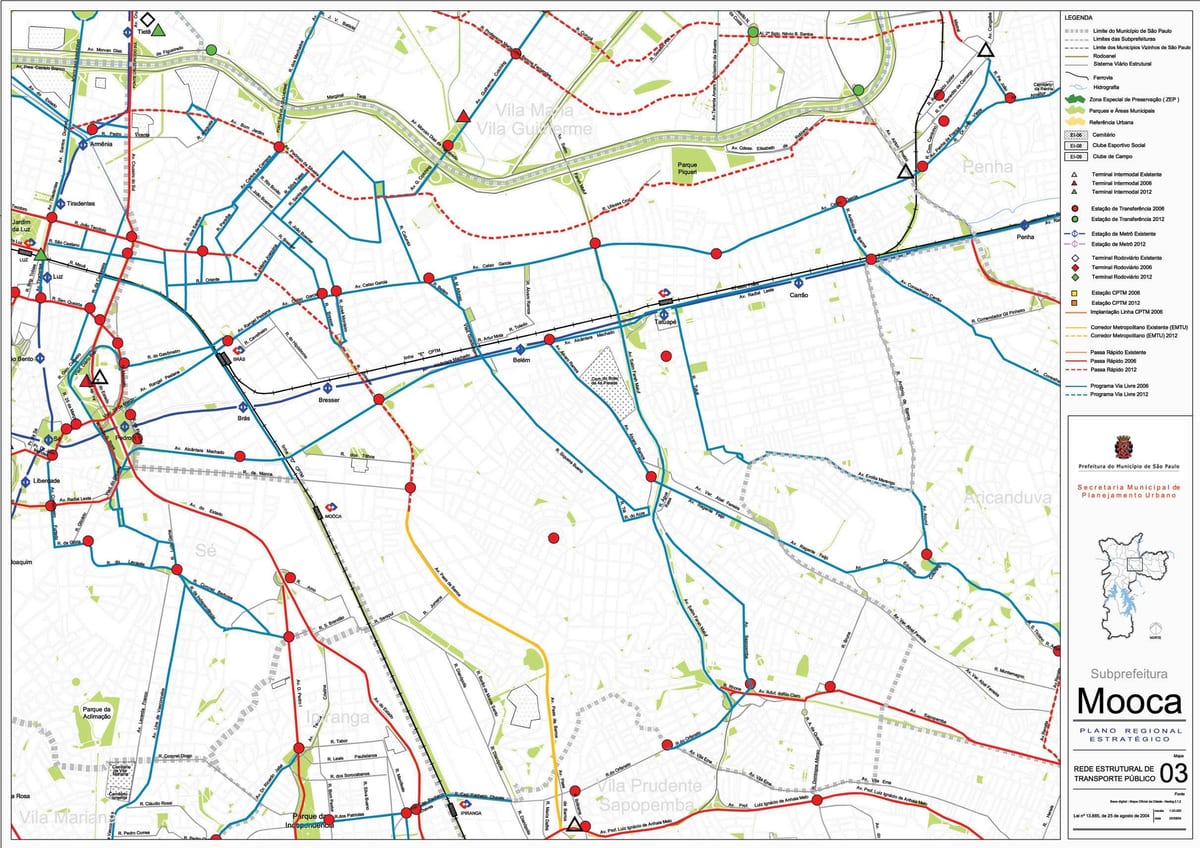 Kat jeyografik nan Mooca São Paulo - Piblik transpòte