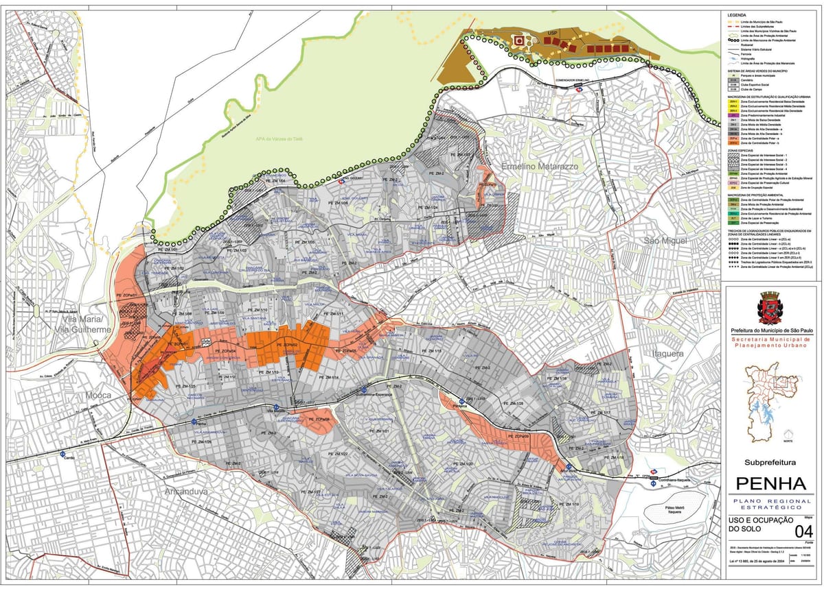 Kat jeyografik nan Penha São Paulo - Okipasyon a tè la