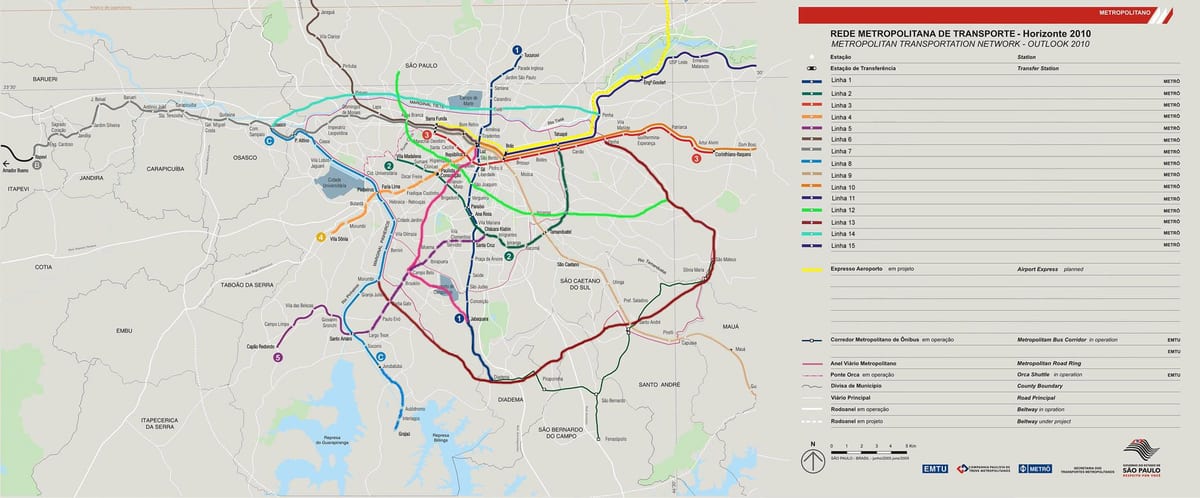 Kat jeyografik nan rezo transpò São Paulo