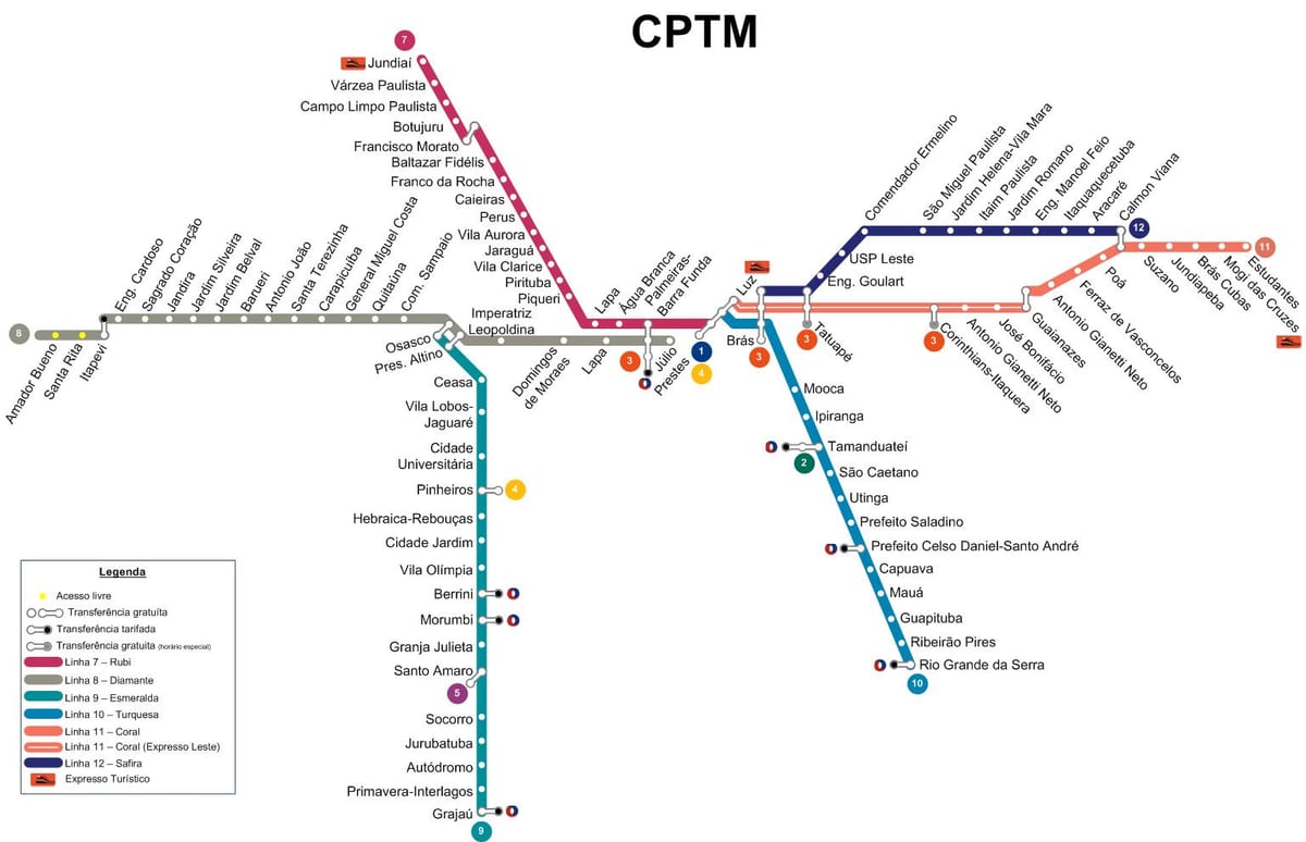 Kat jeyografik nan São Paulo CPTM