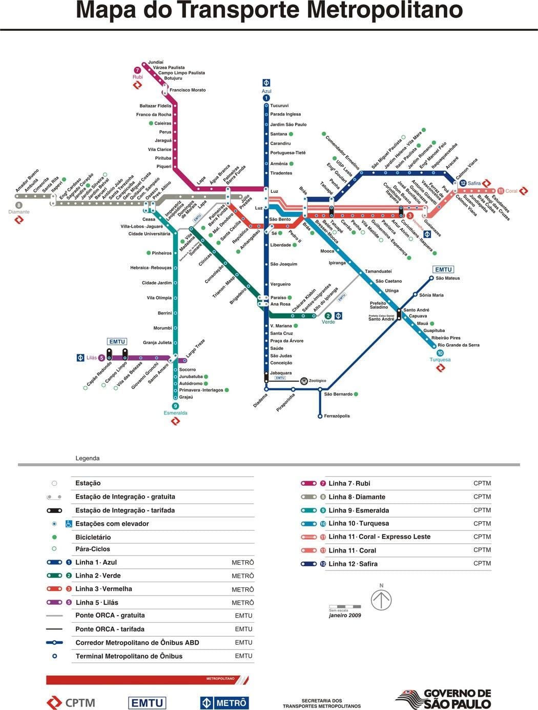 Kat jeyografik nan São Paulo CPTM transpò