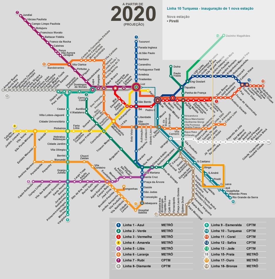 Kat jeyografik nan São Paulo rezo métro