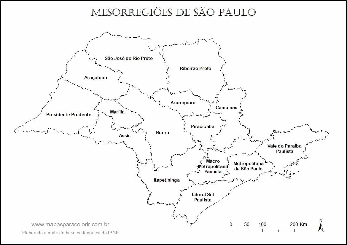Kat jeyografik nan São Paulo vyèj - rejyon yo non