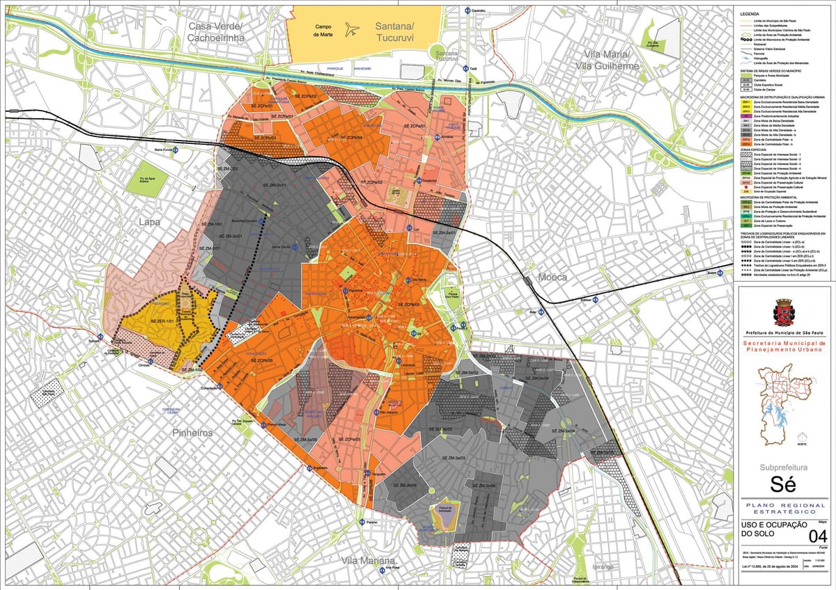 Kat jeyografik nan Sé São Paulo - Okipasyon a tè la