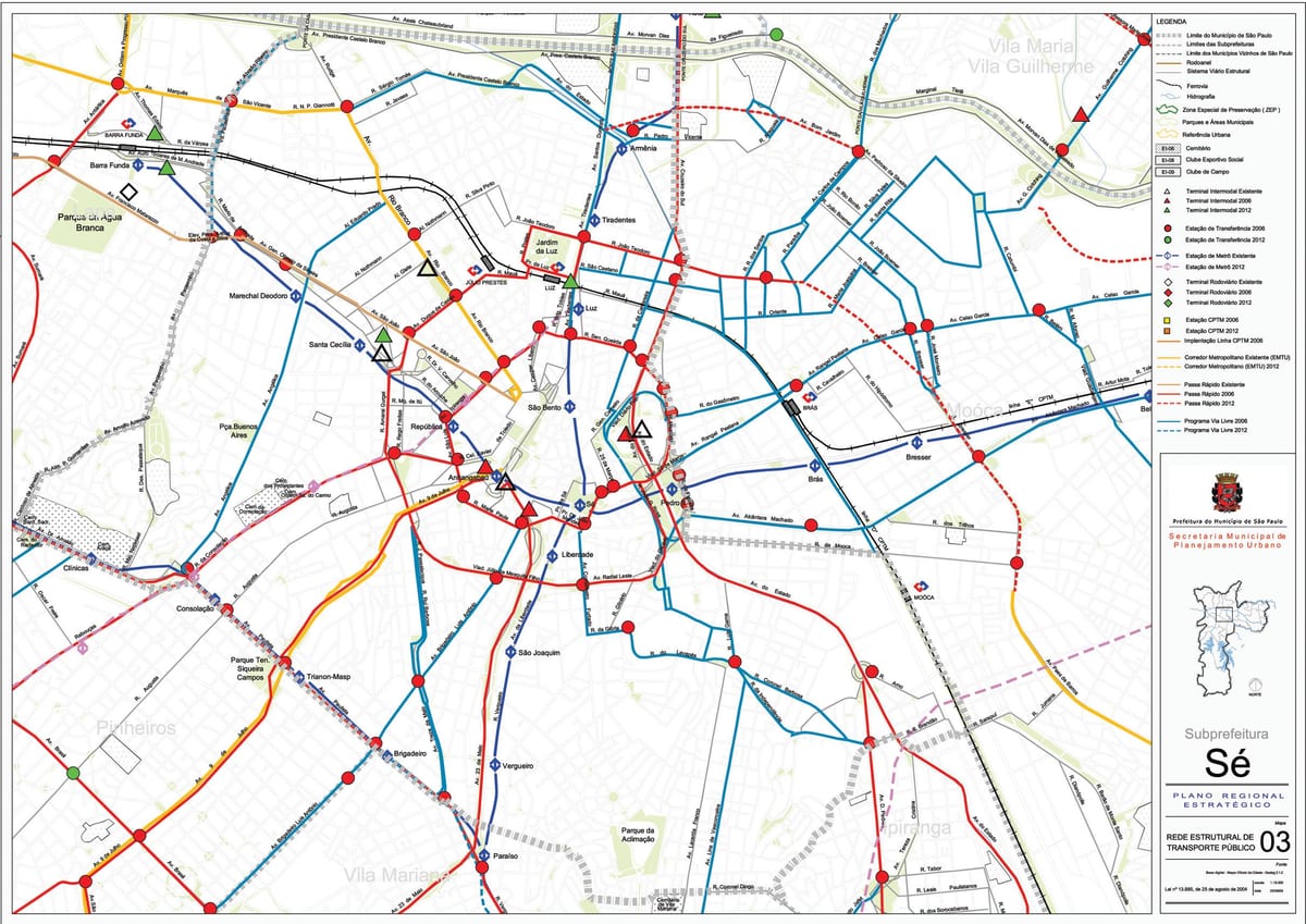 Kat jeyografik nan Sé São Paulo - Piblik transpòte