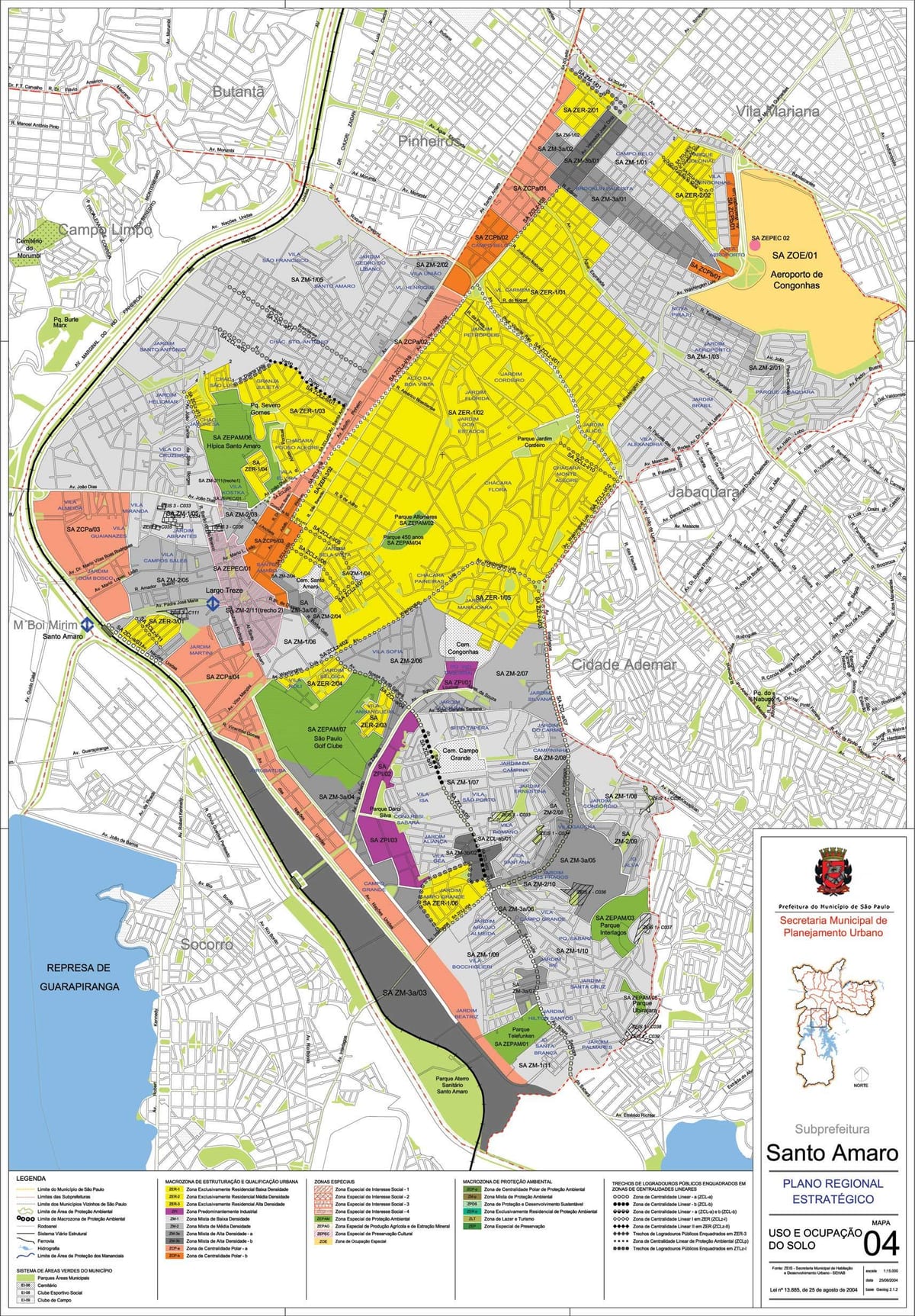 Kat jeyografik nan Santo Amaro São Paulo - Okipasyon a tè la