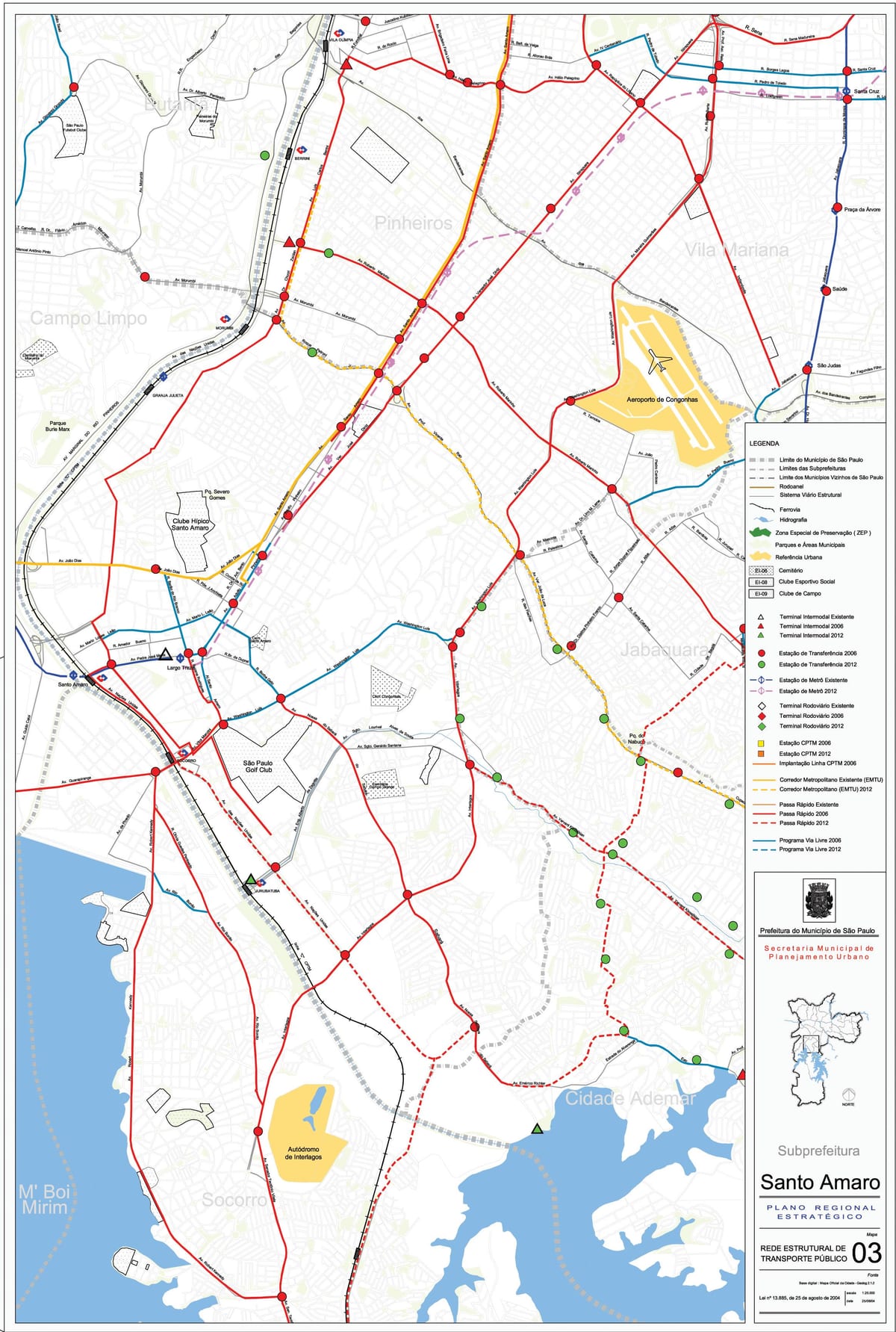 Kat jeyografik nan Santo Amaro São Paulo - Piblik transpòte