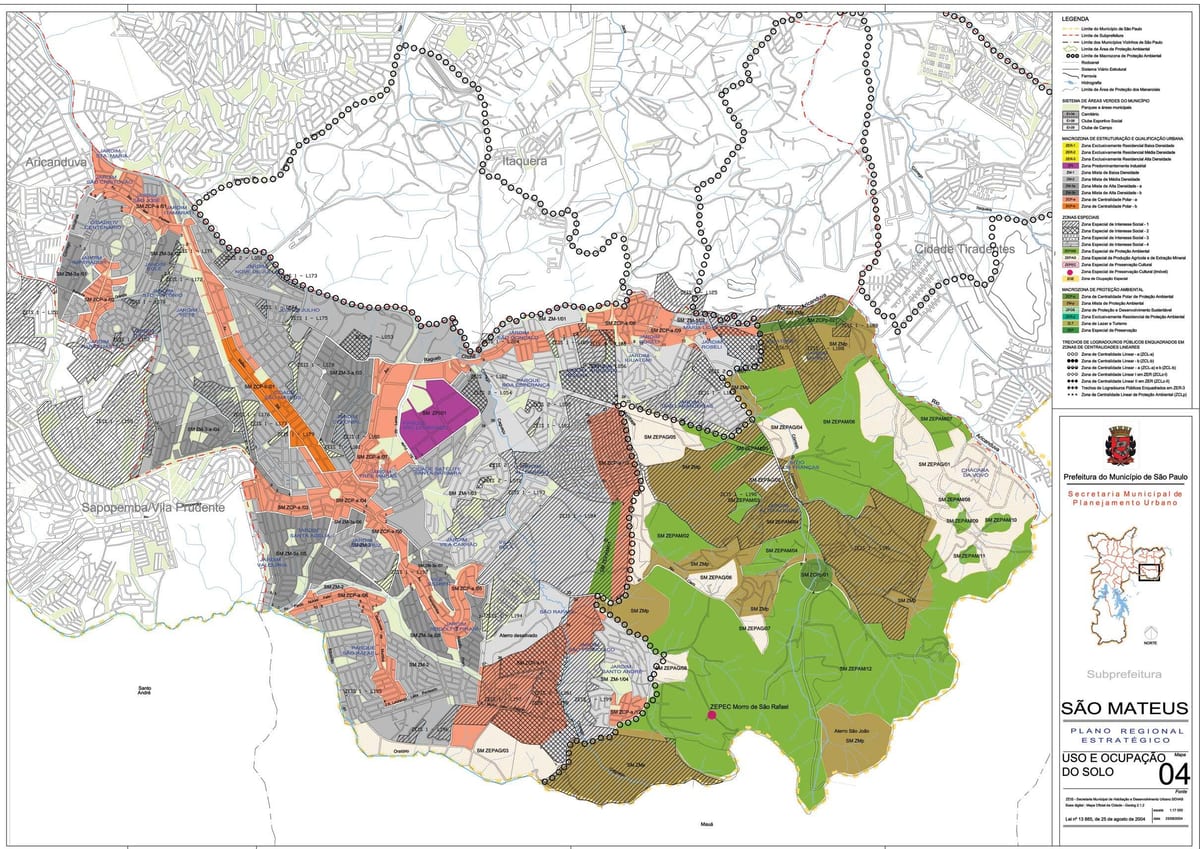 Kat jeyografik nan Sao Mateus São Paulo - Okipasyon a tè la