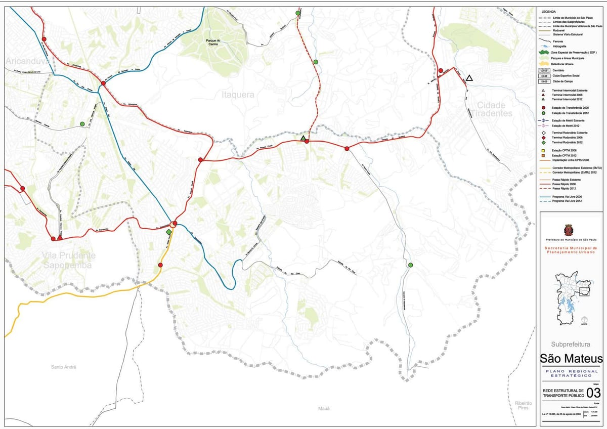 Kat jeyografik nan Sao Mateus São Paulo - Piblik transpòte