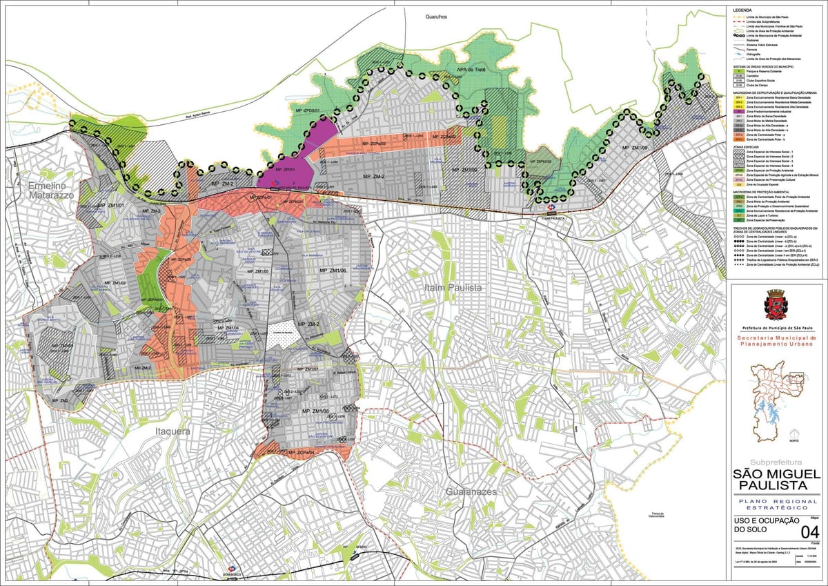 Kat jeyografik nan Sao Miguel Paulista São Paulo - Okipasyon a tè la