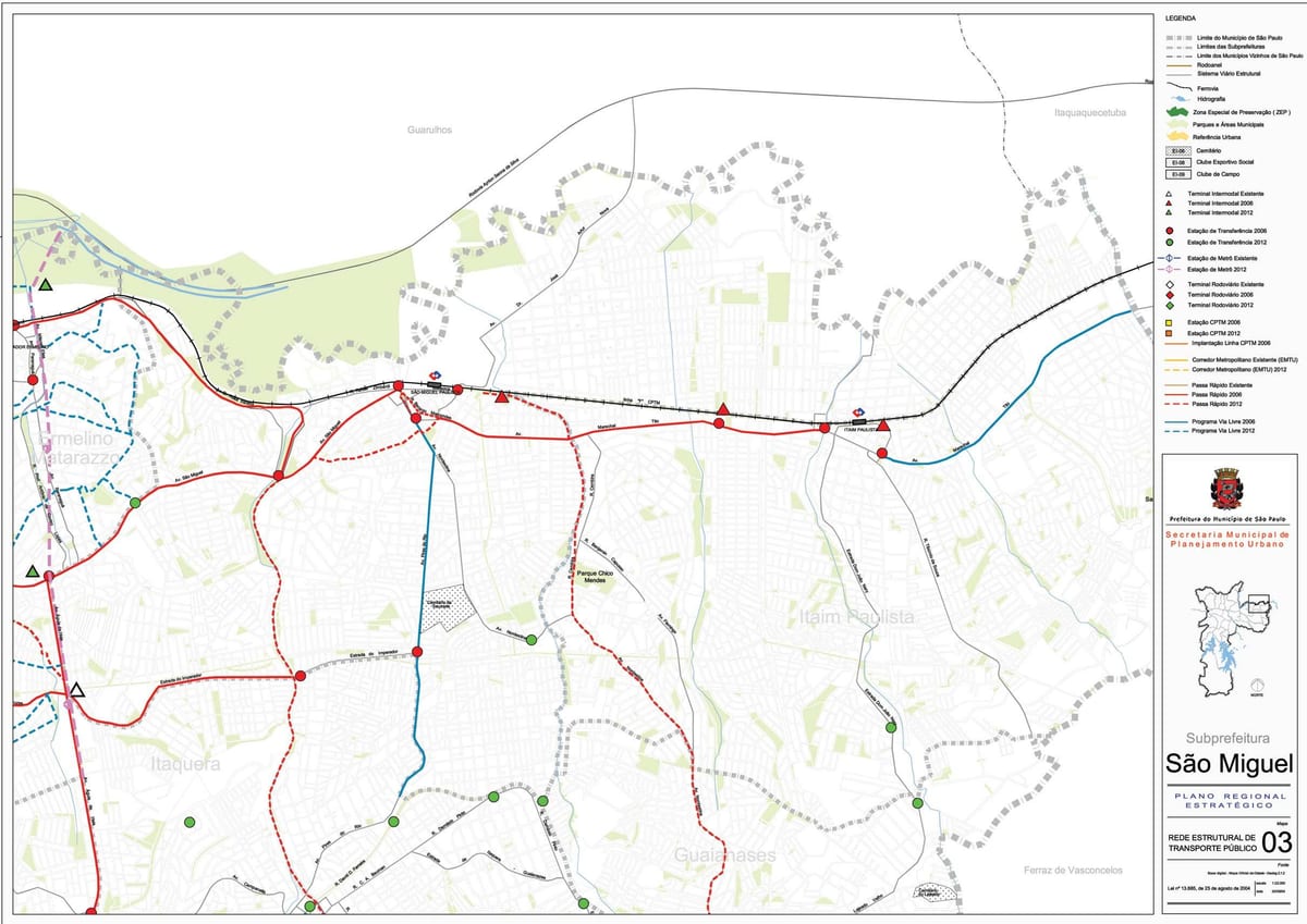 Kat jeyografik nan Sao Miguel Paulista São Paulo - Piblik transpòte