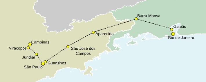 Kat jeyografik nan segondè-vitès tren São Paulo
