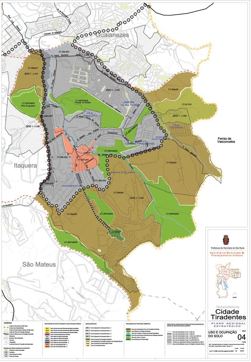Kat jeyografik nan Sidad Tiradentes São Paulo - Okipasyon a tè la