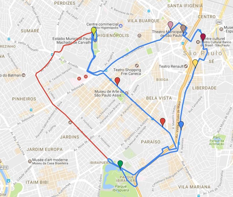 Kat jeyografik nan sikilè turismo São Paulo - Liy