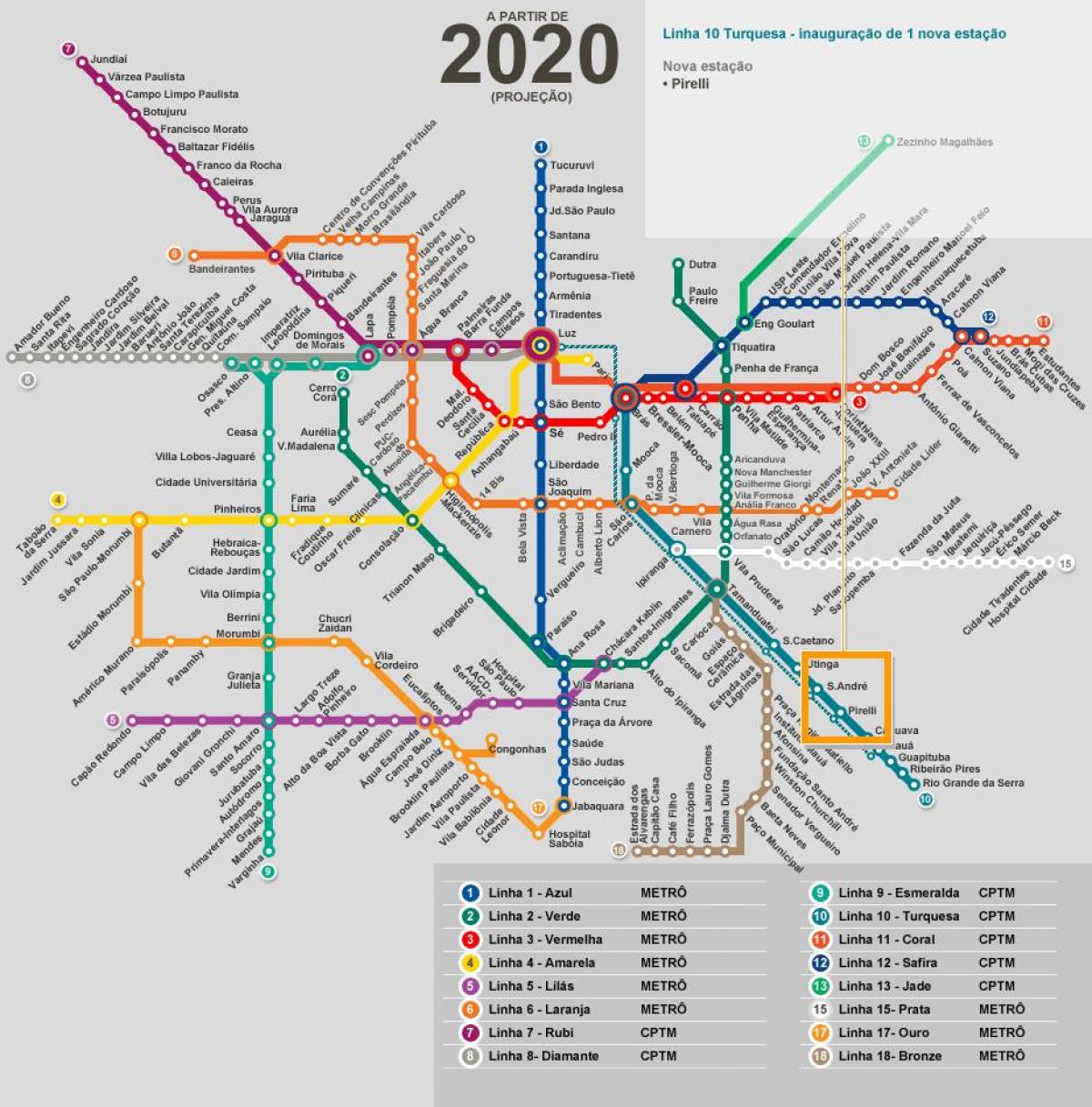 Kat jeyografik nan São Paulo rezo métro