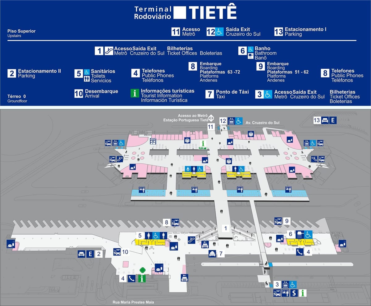Kat nan tèminal otobis Tietê - etaj anwo