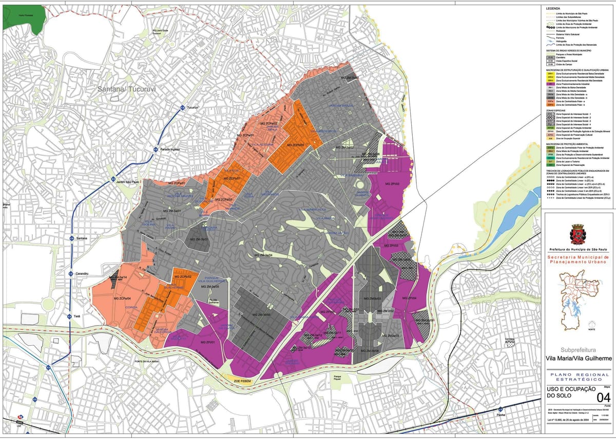 Kat jeyografik nan Vila Maria São Paulo - Okipasyon a tè la