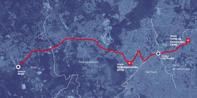 Kat jeyografik nan corredor BRT metropolitano Perimetral Alto Tietê